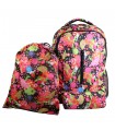 Set de sac à dos, sac gym et trousse Bagtrotter Multicolore Fleurs japonaises